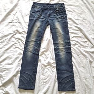 YaZiPai | Dark Blue styled fade with embroidered start women's skinny Jean